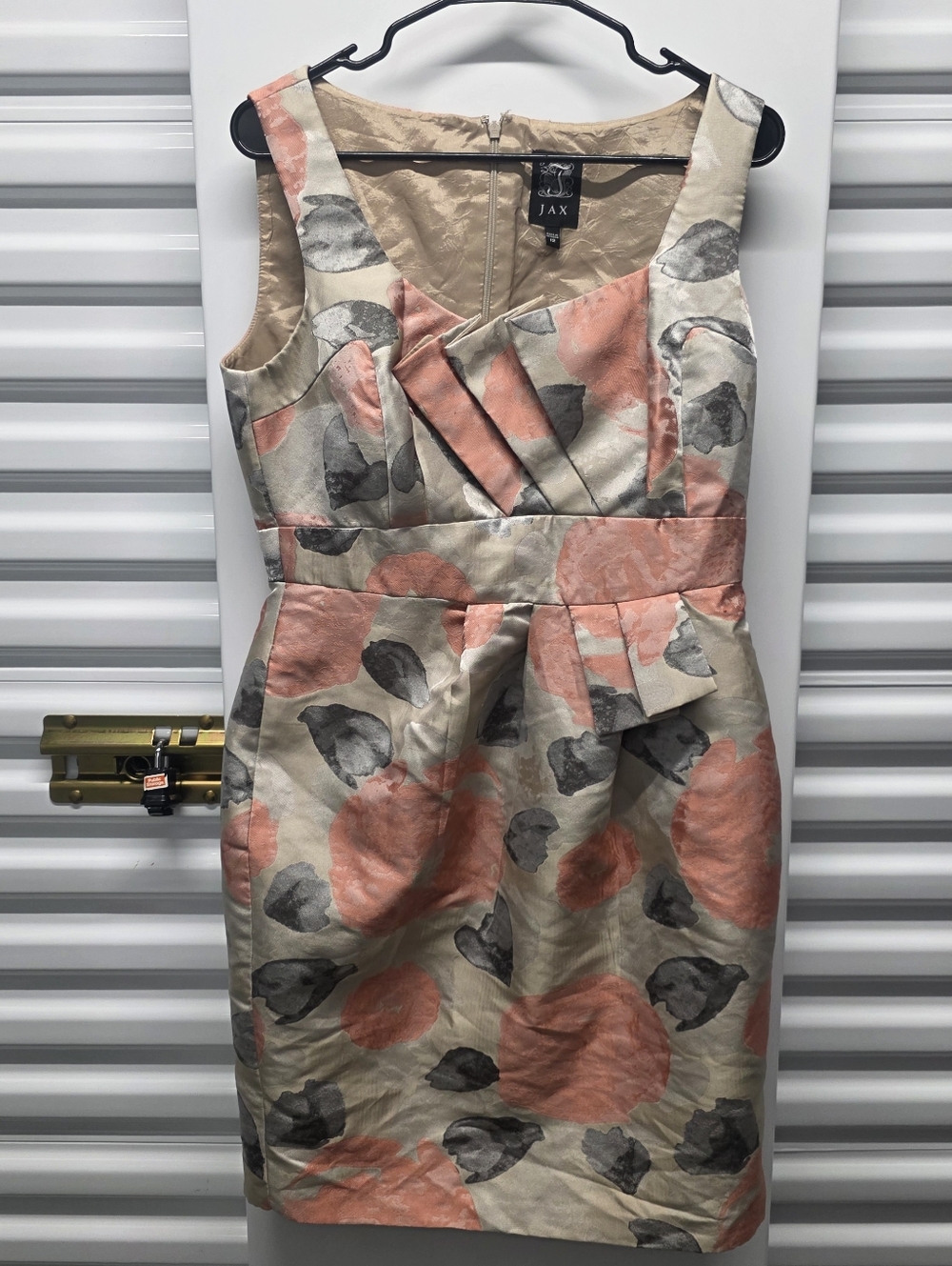 Jax Floral Ponte Midi Dress Peach Gray Sleeveless Cocktail Women Size 12